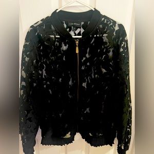 Lace-look bomber jacket